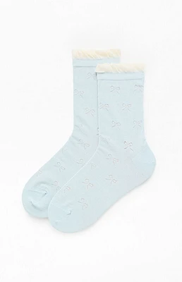 PacSun Blue Bow Ruffle Crew Socks