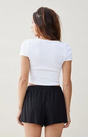 Beverly and Beck Lace Trim Linen Shorts