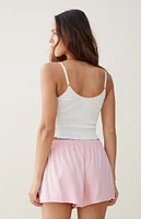 Beverly and Beck Lace Trim Linen Shorts