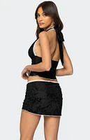 Edikted Klea Velvet Embroidery Halter Top