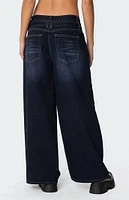 Edikted Super Baggy Belted Low Rise Jeans