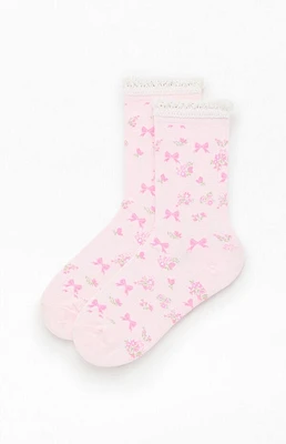 Pacsun Floral Bow Ruffle Crew Socks
