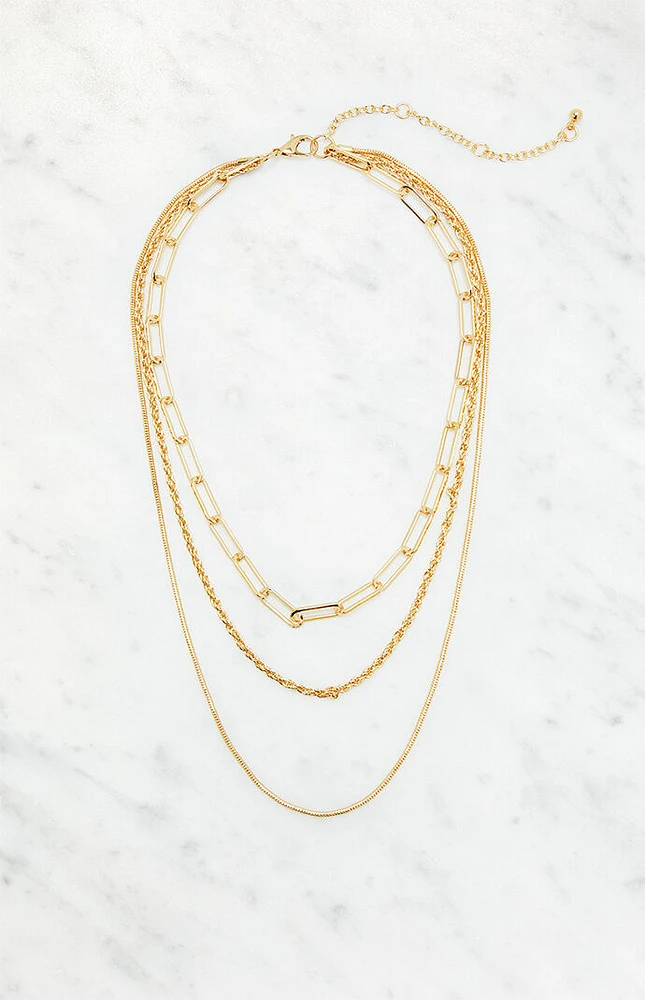 LA Hearts Layered Chain Necklace