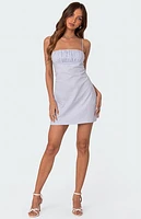 Edikted Henrietta Ruched Linen Look Mini Dress