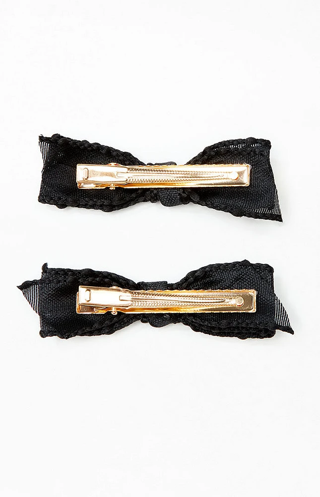 2 Pack Black Bow Hair Clips