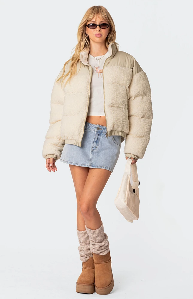 Oversized Sherpa Puffer Jacket