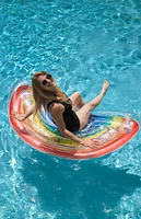 PoolCandy Inflatable Rainbow Glitter Half Island Pool Float