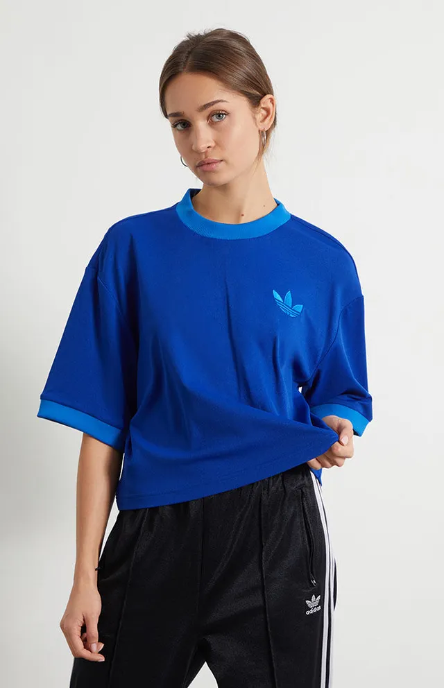 adidas Originals Heritage boxy oversized cropped t-shirt in yellow and blue