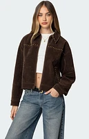 Edikted Memphis Studded Faux Suede Jacket