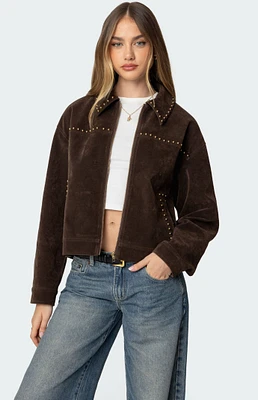 Edikted Memphis Studded Faux Suede Jacket