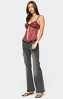 Edikted Printed Mesh Split Front Top