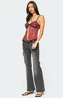Edikted Printed Mesh Split Front Top