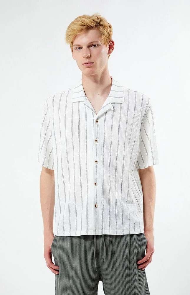 PacSun White Oversized Striped Camp Shirt