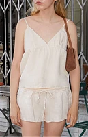John Galt Sand Mary Lou Linen Sweat Shorts