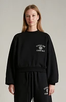 Fear of God Essentials Women's Black University Fleece Cropped Crew Neck Sweatshirt