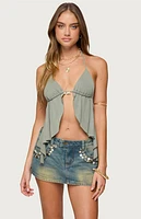 Edikted Safi Backless Split Front Halter Top