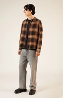 Pacsun Black & Brown Washed Cropped Flannel Shirt