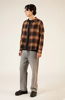 PacSun Black & Brown Washed Cropped Flannel Shirt