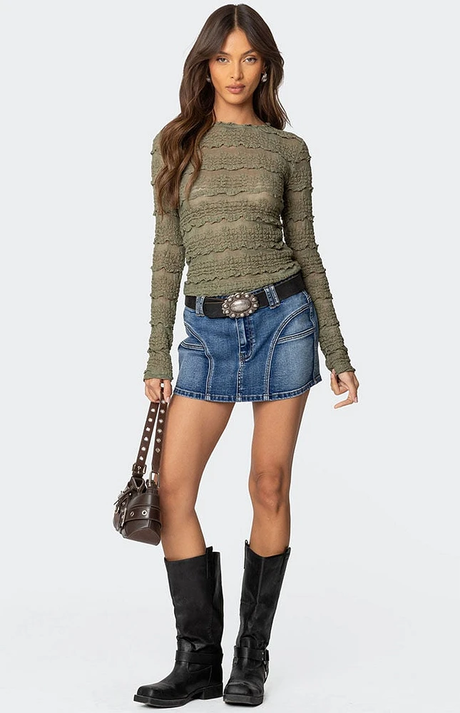 Edikted Jive Washed Denim Mini Skirt