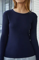 John Galt Blue Tori Long Sleeve Top