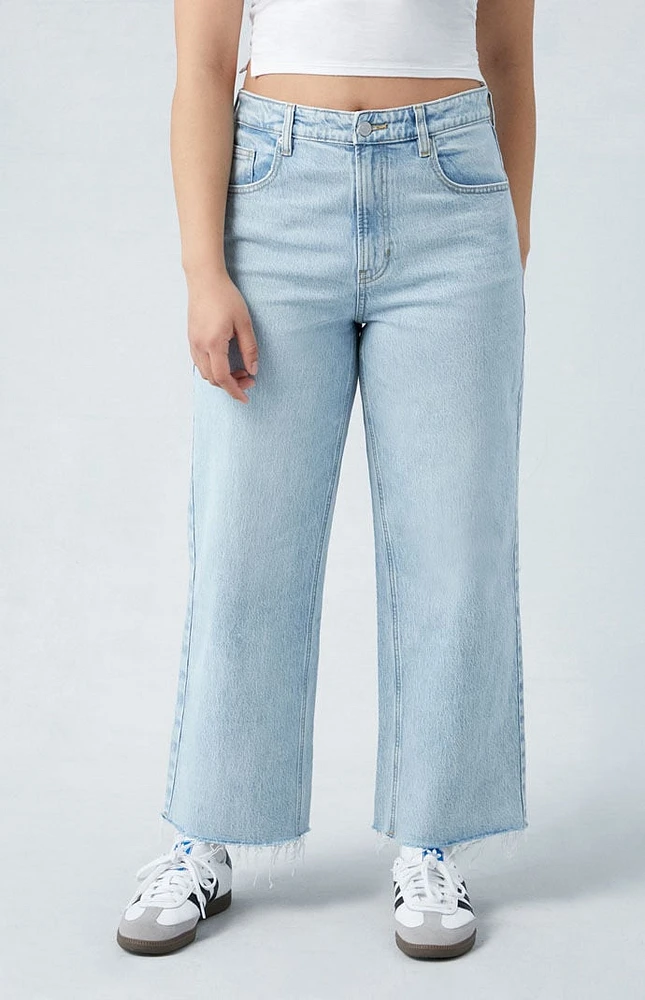 PacSun Eco Stretch Light Indigo Curve Cropped Wide Leg Jeans