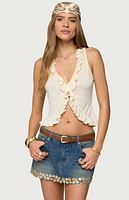 Edikted Marsh Ruffle Split Front Top