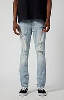 Pacsun Stretch Light Indigo Stacked Skinny Ripped Jeans