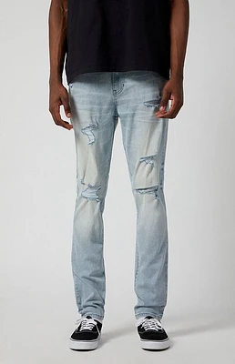 PacSun Stretch Light Indigo Stacked Skinny Ripped Jeans