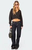 Edikted Oversized Waffle Knit Cropped Cardigan