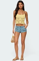 Edikted Miel Crochet Backless Halter Top