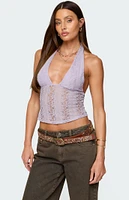 Edikted Naya Textured Sheer Lace Halter Top