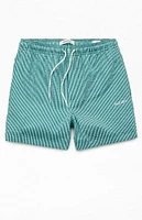 PacSun Aqua Striped Seersucker 4.5" Swim Trunks