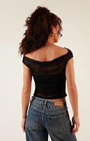 LA Hearts Mesh Off-The-Shoulder Top