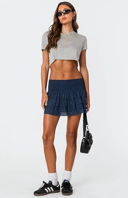 Edikted Scrunchy Ruffled Eyelet Mini Skirt