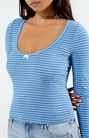 LA Hearts Striped Scoop Neck Long Sleeve Top