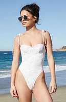 Pacsun Floral Cassie Star Charm High Cut One Piece Swimsuit