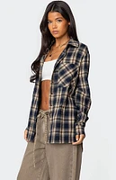 Edikted Plaid Flannel Button Up Shirt