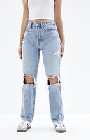 PacSun Light Indigo Ripped Knee Dad Jeans