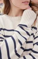 John Galt White & Black Thin Striped Brianna Sweater