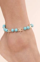 Ettika Starfish & Turquoise Beaded Anklet