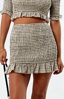 Glamorous Checkerboard Smocked Mini Skirt