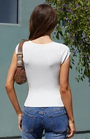 John Galt White Surplice Short Sleeve Top