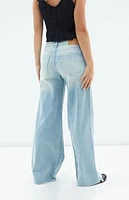Pacsun Lena Light Indigo Stained Low Rise Super Baggy Jeans