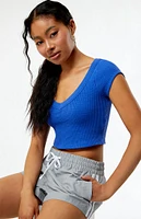 Est. PAC 1980 Samantha Cropped Waffle Knit T-Shirt