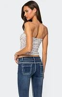 Edikted Mixed Floral Pointelle Tube Top
