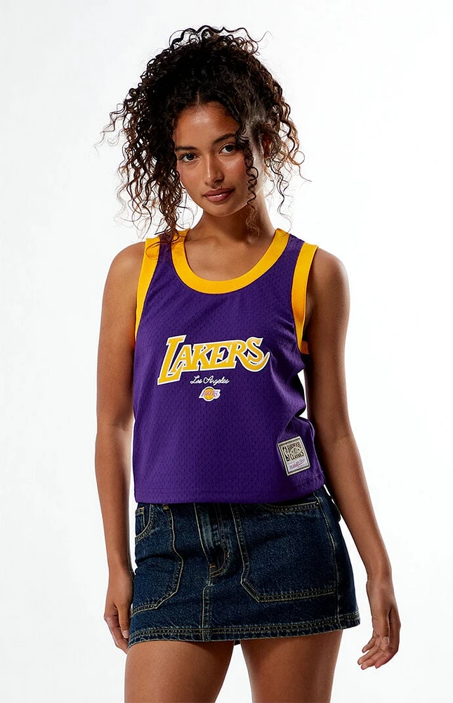 Mitchell & Ness NBA LA Lakers Mesh Cropped Tank Top