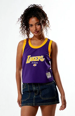 Mitchell & Ness NBA LA Lakers Mesh Cropped Tank Top