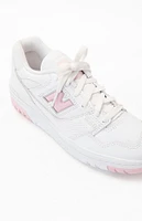 New Balance White & Pink 550 Sneakers