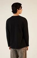 PacSun Solid Raw Hem Waffle Knit Long Sleeve T-Shirt