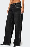 Edikted Quincy Studded Low Rise Jeans